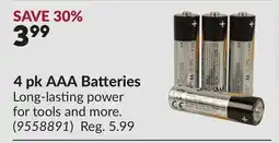 Princess Auto 4 pk AAA Batteries offer