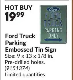 Princess Auto Ford Truck Parking Embossed Tin Sign offer