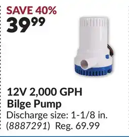 Princess Auto 12V 2,000 GPH Bilge Pump offer