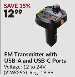 Princess Auto FM Transmitter with USB-A and USB-C Ports offer