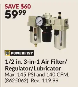 Princess Auto 1/2 in. 3-in-1 Air Filter/Regulator/Lubricator offer