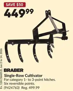 Princess Auto BRABER Single-Row Cultivator offer