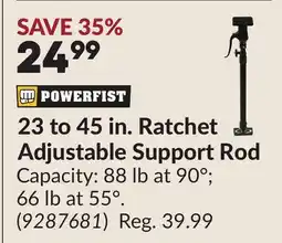 Princess Auto 23 to 45 in. Ratchet Adjustable Support Rod offer