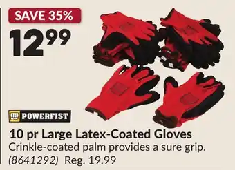 Princess Auto 10 pr Large Latex-Coated Gloves offer