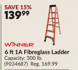 Princess Auto WINNER 6 ft 1A Fibreglass Ladder offer