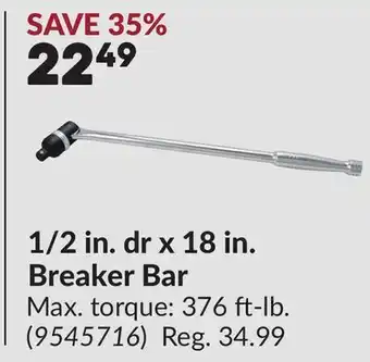 Princess Auto 1/2 in. dr x 18 in. Breaker Bar offer