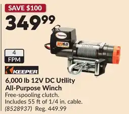 Princess Auto KEEPER 6,000 lb 12V DC Utility All-Purpose Winch offer