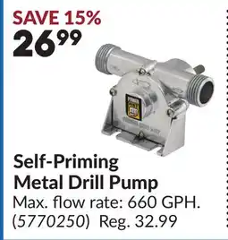 Princess Auto Self-Priming Metal Drill Pump offer