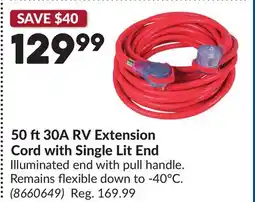 Princess Auto 50 ft 30A RV Extension Cord with Single Lit End offer