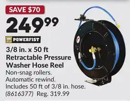 Princess Auto 3/8 in. x 50 Retractable Pressure Washer Hose Reel offer