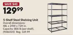 Princess Auto 5-Shelf Steel Shelving Unit offer
