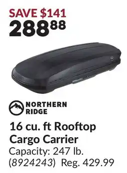 Princess Auto 16 cu. ft Rooftop Cargo Carrier offer