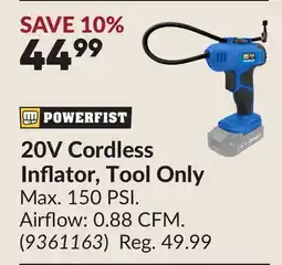 Princess Auto 20V Cordless Inflator, Tool Only offer