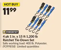 Princess Auto 4 pk 1 in. x 15 ft 1,200 lb Ratchet Tie-Down Set offer