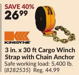 Princess Auto 3 in. x 30 ft Cargo Winch Strap with Chain Anchor offer