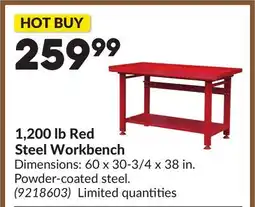 Princess Auto 1,200 lb Red Steel Workbench offer