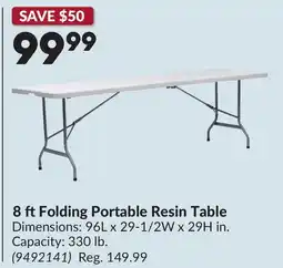 Princess Auto 8 ft Folding Portable Resin Table offer