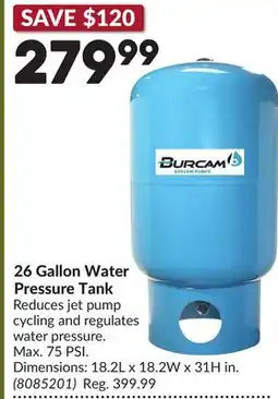 Princess Auto 26 Gallon Water Pressure Tank offer