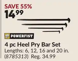 Princess Auto 4 pc Heel Pry Bar Set offer