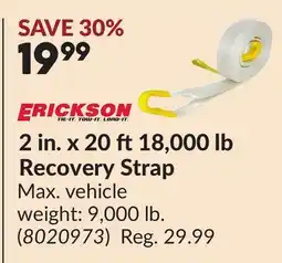 Princess Auto ERICKSON 2 in. x 20 ft 18,000 lb Recovery Strap offer