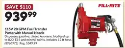 Princess Auto 115V 20 GPM Fuel Transfer Pump with Manual Nozzle offer