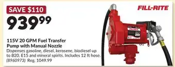 Princess Auto 115V 20 GPM Fuel Transfer Pump with Manual Nozzle offer