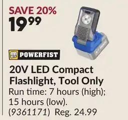 Princess Auto 20V LED Compact Flashlight, Tool Only offer