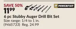 Princess Auto 6 pc Stubby Auger Drill Bit Set offer