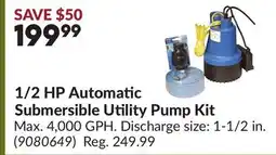 Princess Auto 1/2 HP Automatic Submersible Utility Pump Kit offer