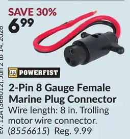 Princess Auto 2-Pin 8 Gauge Female Marine Plug Connector offer