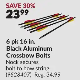 Princess Auto 6 pk 16 in. Black Aluminum Crossbow Bolts offer