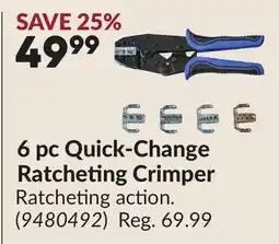 Princess Auto 6 pc Quick-Change Ratcheting Crimper offer