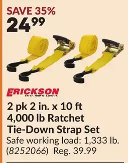 Princess Auto ERICKSON 2 pk 2 in. x 10 ft 4,000 lb Ratchet Tie-Down Strap Set offer