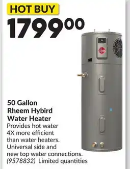 Princess Auto 50 Gallon Rheem Hybird Water Heater offer