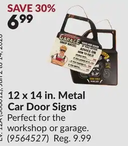 Princess Auto 12 x 14 in. Metal Car Door Signs offer