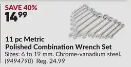 Princess Auto 11 pc Metric Polished Combination Wrench Set offer
