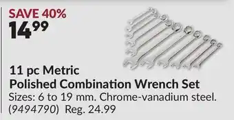 Princess Auto 11 pc Metric Polished Combination Wrench Set offer