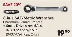 Princess Auto 8-in-1 SAE/Metric Wrenches Small. Drive sizes: 5/16, 3/8, 1/2 and 9/16 in offer