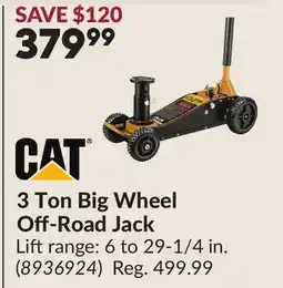 Princess Auto CAT 3 Ton Big Wheel Off-Road Jack offer