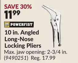 Princess Auto 10 in. Angled Long-Nose Locking Pliers offer