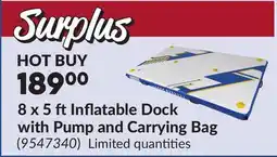 Princess Auto 8 x 5 ft Inflatable Dock with Pump and Carrying Bag offer