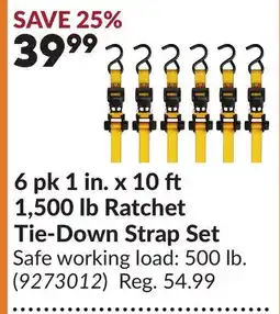 Princess Auto 6 pk 1 in. x 10 ft 1,500 lb Ratchet Tie-Down Strap Set offer