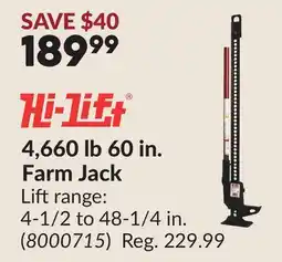 Princess Auto 4,660 lb 60 in. Farm Jack offer