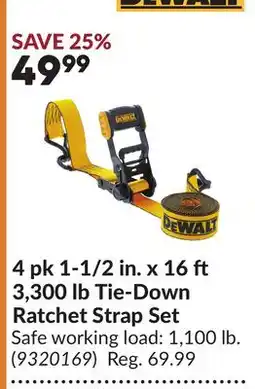 Princess Auto 4 pk 1-1/2 in. x 16 ft 3,300 lb Tie-Down Ratchet Strap Set offer