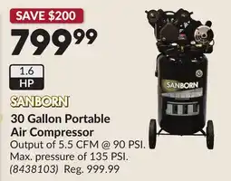 Princess Auto 30 Gallon Portable Air Compressor offer