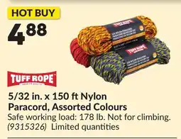 Princess Auto 5/32 in. x 150 ft Nylon Paracord, Assorted Colours offer