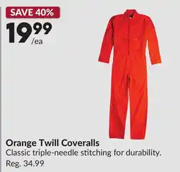 Princess Auto Orange Twill Coveralls offer