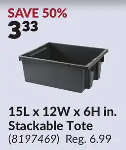 Princess Auto 15L x 12W x 6H in. Stackable Tote offer
