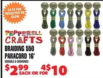 Len's Mill Stores PEPPERELL CRAFTS BRAIDING 550 PARACORD 16' offer