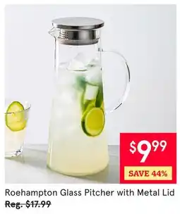 Kitchen Stuff Plus Roehampton Glass Pitcher with Metal Lid offer